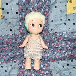 Sonny Angel crochet cream overalls